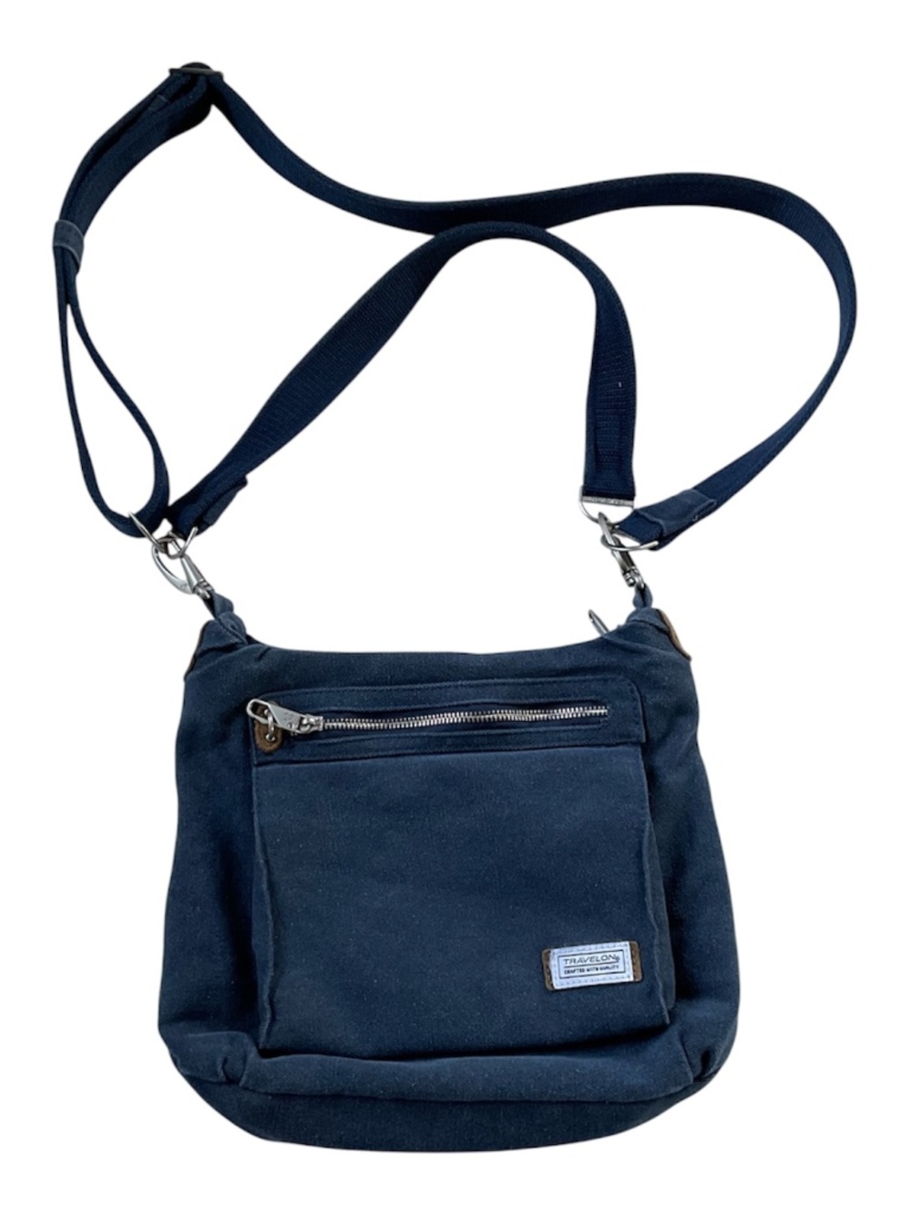 Travelon Anti-Theft Heritage Crossbody Hobo Bag RFID Blocking Blue Canvas